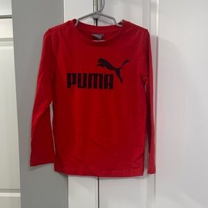Puma Kids Red Long-Sleeve Tee with Black Logo